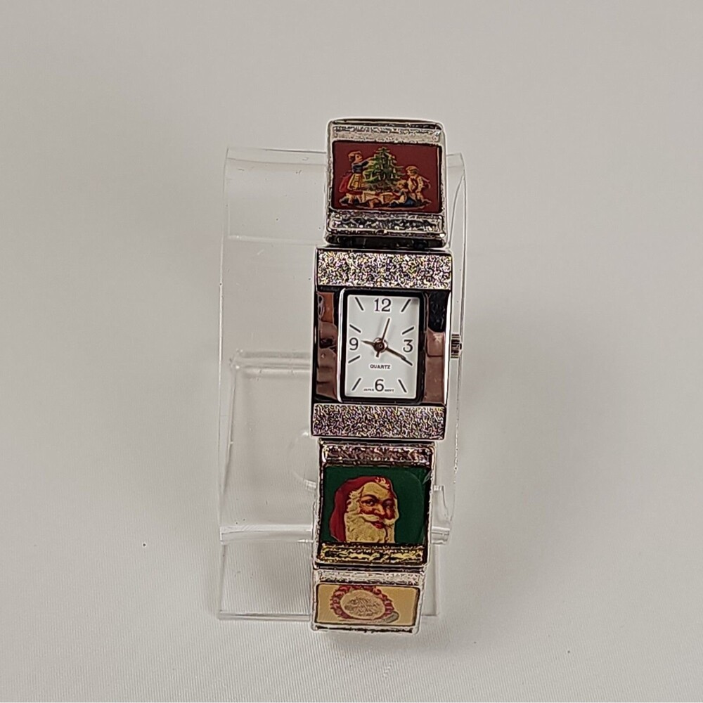 Vintage Santa Christmas Watch Victorian Images Stretch Band Japan